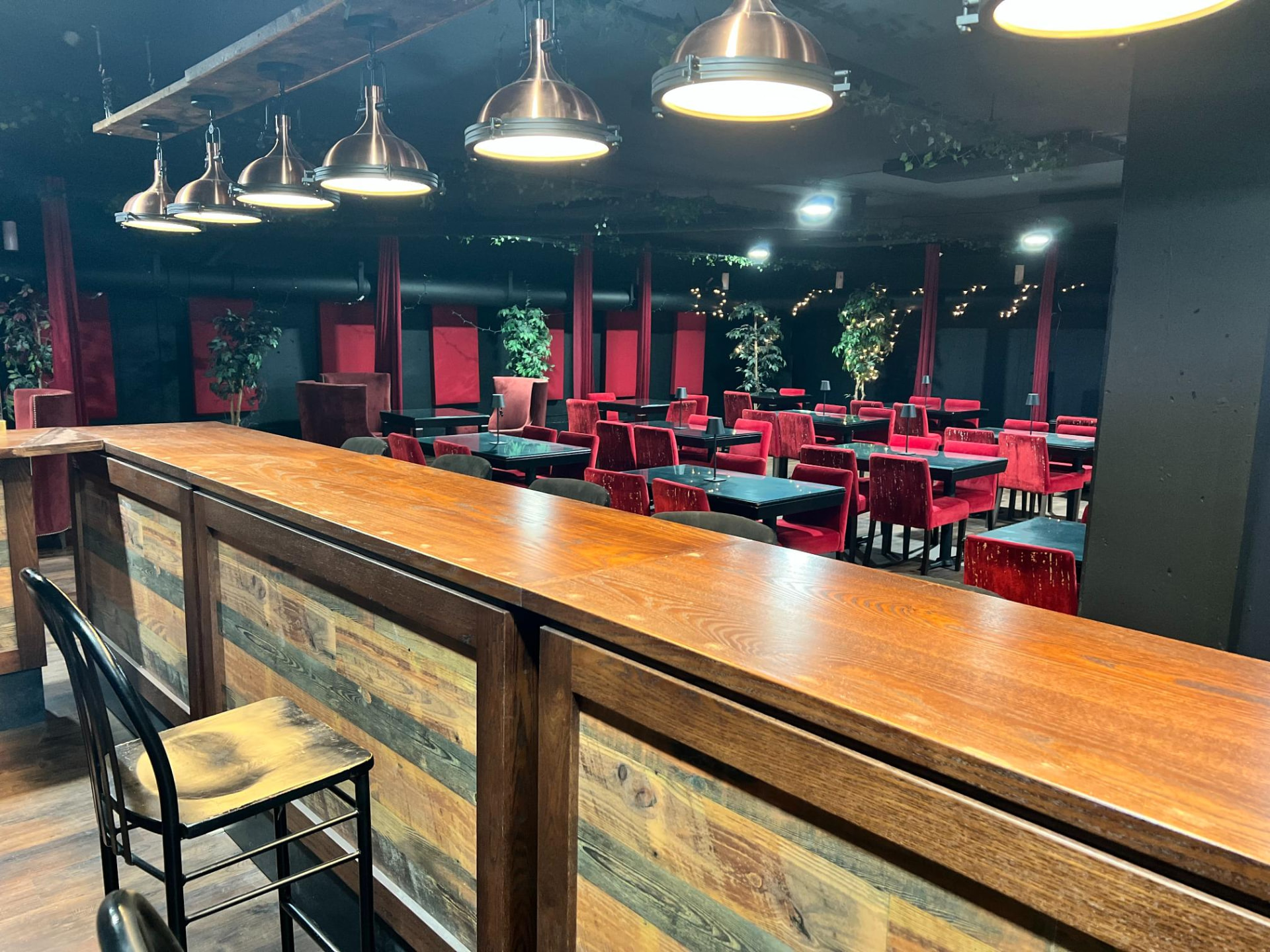 Wood bar overlooking the main theatre